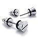 KONOV Stainless Steel Men's Screw Stud Earrings, Color Silver, Diameter 7mm