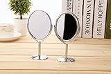 Adecco LLC Mini Stainless Steel Two-Sided 2X Magnification Personal Portable Makeup Mirror Swivel Round Facial Mirror (oval mirror)