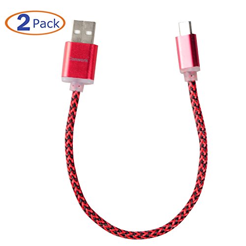 Micro USB to USB Cable, Conwork [2 Pack] 8 inch [Colorful Nylon Braided Fabric] Micro USB Charging & Sync Data Charger Cable Cord for Android and More (Red)