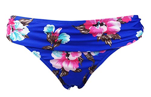 Cocoship French Blue & Red Floral Island Goddess Bikini Bottom Shirred Waisted Bikini Brief Short 10(FBA) Cocoship French Blue & Red Floral Island Goddess Bikini Bottom Shirred Waisted Bikini Brief Short 10(FBA)
