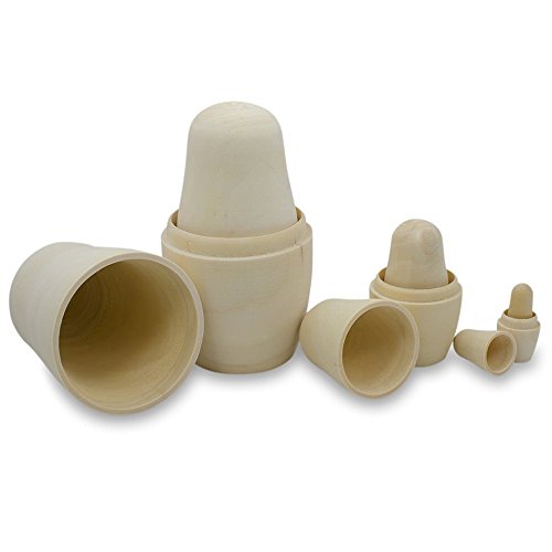 5.5" Set of 6 Unpainted Blank Wooden Nesting Dolls