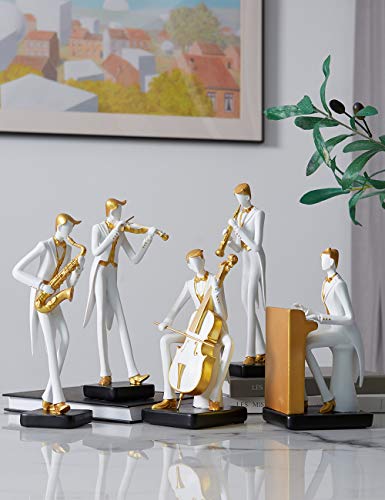HAUCOZE Musical Ornament Musician Statue Sculpture Piano Figure Modern Decoration Art Home Gift for Living Room Dining Room Office 22cm