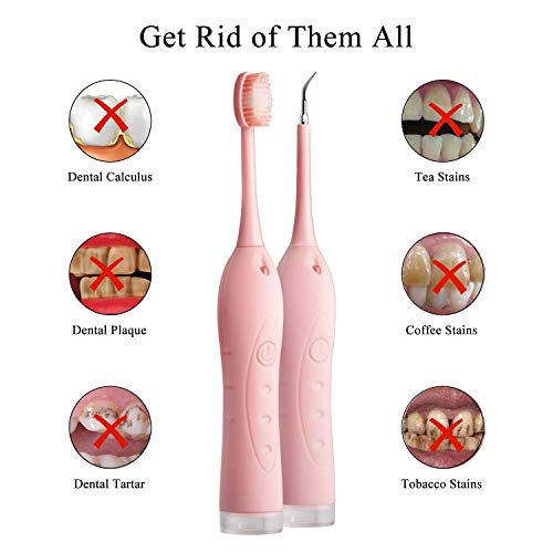 Electric Dental Calculus Plaque Remover Tool Kit, High-Frequency Vibration Tartar Scraper Remover for Dental Calculus, Tooth Stains, Plaque Removal, 3 Adjustable Modes (Pink)