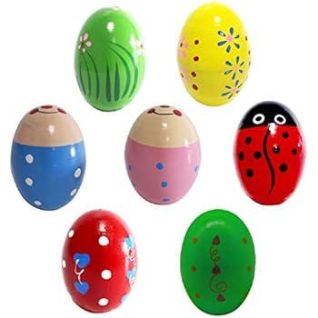 Kunyida 7Pcs Wooden Percussion Musical Egg Maracas Egg Shakers