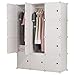 KOUSI Portable Closet Wardrobe Closets Clothes Wardrobe Bedroom Armoire Storage Organizer with Doors, Capacious & Sturdy, White, 6 Cubes+2 Hanging Sections