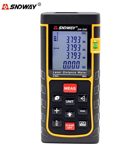 SNDWAY SW-E80 80M 262FT Digital Diastimeter Laser Distance Meter Laser Rangefinder Meter Area Volume Measure Tool