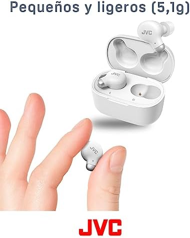 Jvc ha-z250t - fones de ouvido sem fio com bluetooth 5.3, 28 horas de bateria, certificação ipx4, peso de apenas 5,1g, cancelamento de ruído, 3 pares de silicone e 2 almofadas de espuma, branco