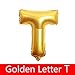 Zeato Single Alphabet Letter T Air Inflation Aluminum Foil Film Balloon [Non-Floatable] Celebration Party Multiple Occasions Home Decoration Supplies (Golden,16 inch)