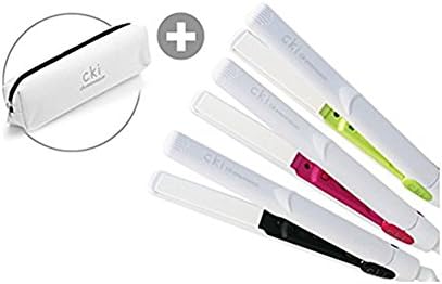 CKI Mini Hair Straightener with Pouch, Ceramic Hair Iron, Hair Styler, 220V (Pink)