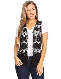 Anna-Kaci - Chaqueta de punto para mujer, diseño floral