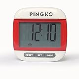 PINGKO Portable LCD Digital Multi Pedometer Calorie Counter Walking Step Distance Pedometer with Clock - Red