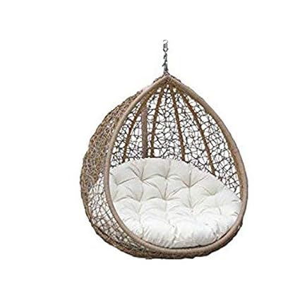 Virasat Hanging Swing Chair for Balcony for Garden Patio Single Seater Beige Color Swing Chair - Outdoor Furniture Ceiling Swing Chair with Connectors