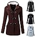 GuGio Womens Winter Fashion Outdoor Warm Wool Blended Classic Pea Coat Jacket