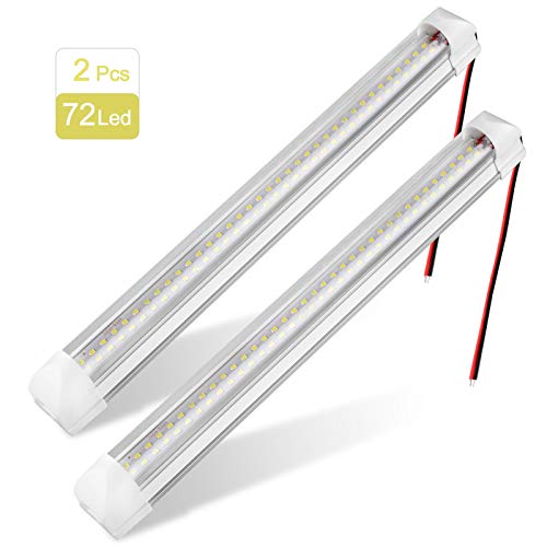 Linkstyle Interior LED Light Bar (2 Packs) 12V 72LED LED Light Strip with Separated ON Off Switch for Car Van Bus Caravan Truck RV Camper Boat Room Motorhome Travel Cargo Trailer White Light