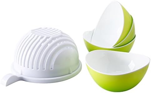 Lekoton Salad Cutter Bowls Set, Vegetable Fruit Cutter Bowl,Salad Maker and Serving Bowls Kitchen Gadgets(Green)