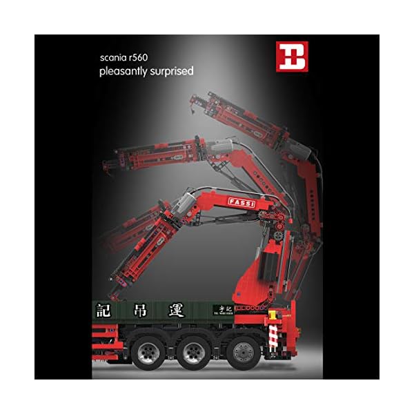 FADY Technik Fahrzeug Kran, Schwerlastkran Auto Bausatz mit Motor & Fernbedienung, Kran LKW Modell Kompatibel mit Lego… – Bild 8