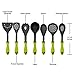 Kitchen Cooking Utensils with Built-in Stand, Green Set of 7 Plus 121 Cooking Secrets Ebook