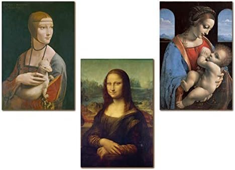 Wish Pub - Set of 3 Unframed Giclée Fine Art Prints on Canvas, Leonardo da Vinci, 24x36 inch