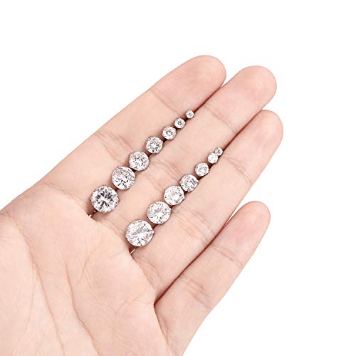 Tornito 7 Pairs 20G Stainless Steel Stud Earrings Round Cubic Zirconia Barbell Earring Set For Men Women 2MM-8MM - Thumbnail 3