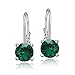 Sterling Silver Created Emerald Round Prong-Set Leverback Earrings