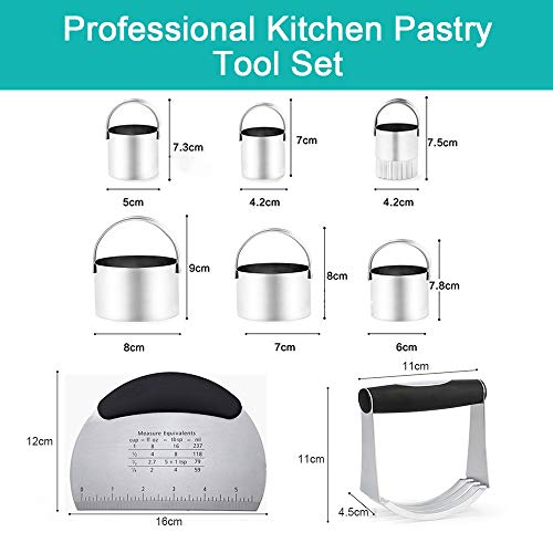 Stainless Steel Pastry Cutter Set, Pastry Blender,Dough Scraper and Biscuit Cutter Set,Pastry