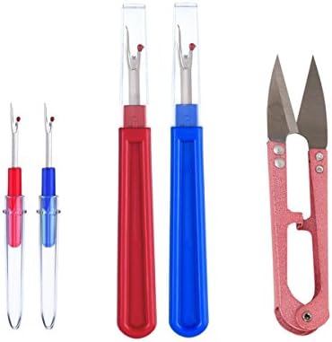 APUXON Seam Ripper and Thread Remover Kit, 2 Big and 2 Small Handy Stitch Ripper Sewing Tools and 1 Sewing Trimming Scissor nipper Tool for Thread