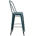 Flash Furniture 4 Pk. 30'' High Distressed Kelly Blue-Teal Metal Indoor-Outdoor Barstool with Back