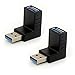 BSHTU USB 3.0 Adapter 90 Degree Right Angled Gender Changers USB Connector Type A Vertical Male to Female Extender L-Shape Plug 2Pcs (UP)