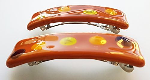 2 Hair Barrettes Brown Glass,ORIGINAL HANDCRAFT,Hair Clip,Beautiful Hair Jewelry