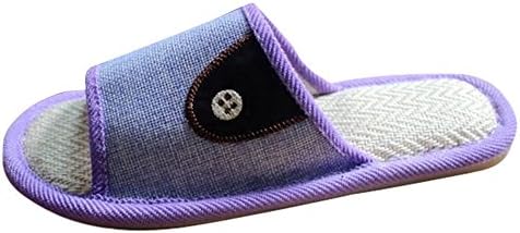 Bronze Times(TM) Unisex Premium PU leather Button Flax House Slipper (purple S)