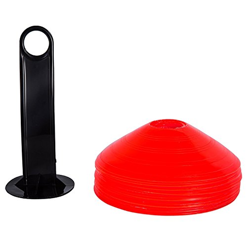 Reehut (Set of 25) Agility Disc Cone with FREE USER E-BOOK & Plastic Holder - Perfect For Soccer, Football & Any Ball Game To Mark - Disc Mini Training Cones - Field Markers - red - Thumbnail 2