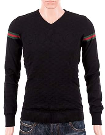 Amazon.com: Gucci Mens Black Cotton V-Neck Sweater (X-Large): Clothing