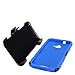 Tempered Glass+2Layer Rugged Case Cover w/Holster Belt Clip for Coolpad Catalyst 3622a Phone (Black on Blue)