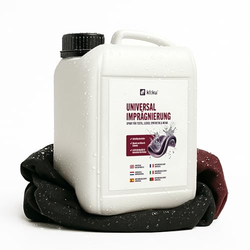 Ki:ku Universal Imprägnierung | Imprägnierspray Schuhe, Jacke, Gore-Tex, Zelt, Wildleder, Polster | Wasserabweisend Atmungsaktiv Fleckenschutz (2,5 L)