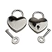 MagiDeal Lot of 3 Vintage Style Mini Padlock Key Lock Heart Shaped Silver Color