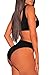 Pink Queen Women's Crop Top Scoop Neck High Waist Two Piece Swimsuit M Black.