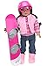 8 Piece Snowboard Set for Dolls | Snowboard, Boots, Helmet, Goggles, Outfit and Shoes for 18 in Dolls