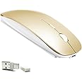 KLO 4 Modes Rechargeable Bluetooth Mouse BT3.0/5.2+USB-2.4G/Type-C,Wireless Mouse for MacBook pro/MacBook air/Laptop/iMac/ipad/Notebook/pc (BT/USB-C Gold)