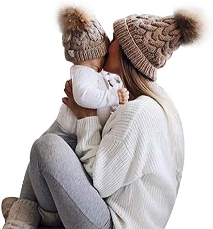 kaiCran 2PCS Parent-Child Hat Warmer, Mommy and Me Cable Knit Winter Warm Hat Beanie
