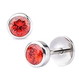 ComfyEarrings Ruby Red CZ Bezel Stud Earrings