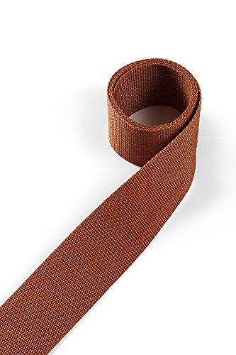 1buy3 Webbing made of polypropylene 50 mm wide, 12 metres long, Colour: 5 - Orange brown | also 20mm, 25mm, 30mm or 40mm wide | in 4 metres or 12 metres | 30 colours