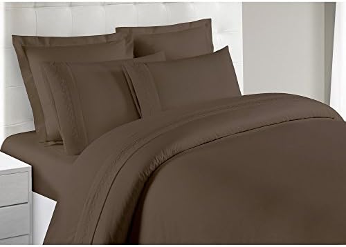 NC Home Fashions Double Ogee embroidered pattern solid color quilt set, King, Chocolate Chip