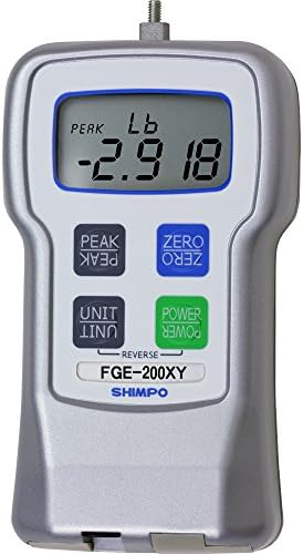 Shimpo FGE-200XY Digital Force Gauge, 200 lb/100 kg/1000 N Measuring Range, 4-Digit LCD Display, 0.2% Accuracy
