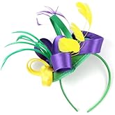 Poememgi Sinamay Fascinator Hat with Top Flower, Women Feather Headwear for Church Wedding Derby Cocktail Tea Party