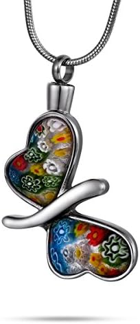Butterfly Murano Glass Urn Necklace for Ashes Memorial Keepsake Pendant Cremation Jewelry