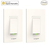 Koogeek Smart WiFi Light Switch for Apple HomeKit with Siri Remote Light Control Switch on 2.4Ghz Network No Hub Required Single Pole (2-Pack)