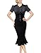 Sunblume Women's Vintage Fishtail Short Sleeve Slim Retro Evening Dress
