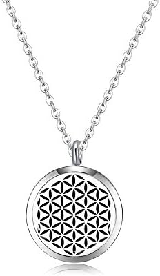 MESINYA 1'' 25mm Seed Of Life Aromatherapy/316L S.Steel Essential Oils Diffuser Locket Necklace (style 4)