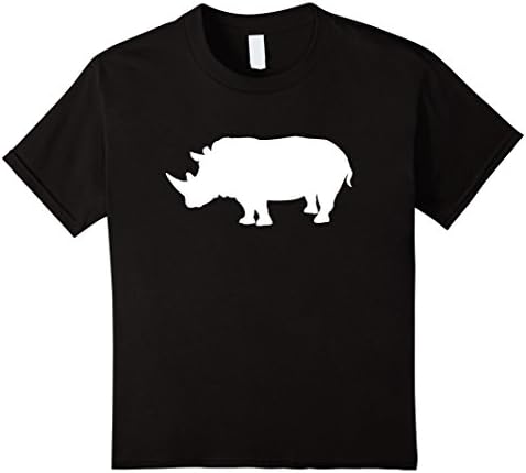 Kids Rhino Shirt White Print - Rhino T Shirt 4 Black