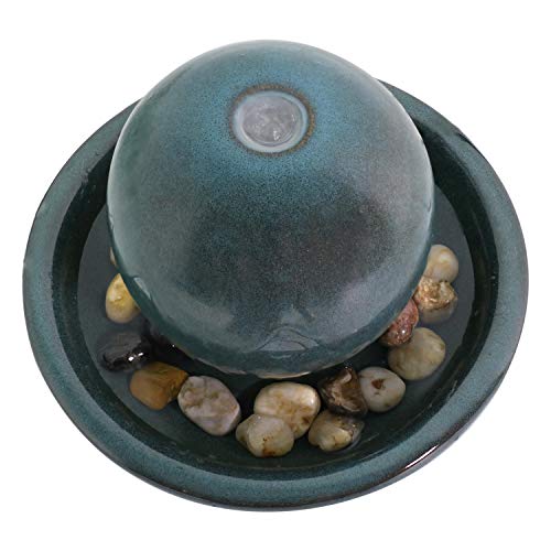 Sunnydaze Ceramic Tabletop Water Fountain with Orb Design Indoor Zen Desktop Relaxing Water